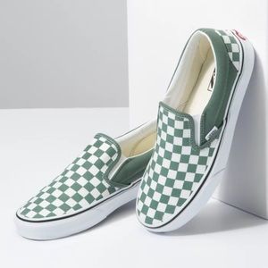 Vans Classic Slip On — Green Checkerboard